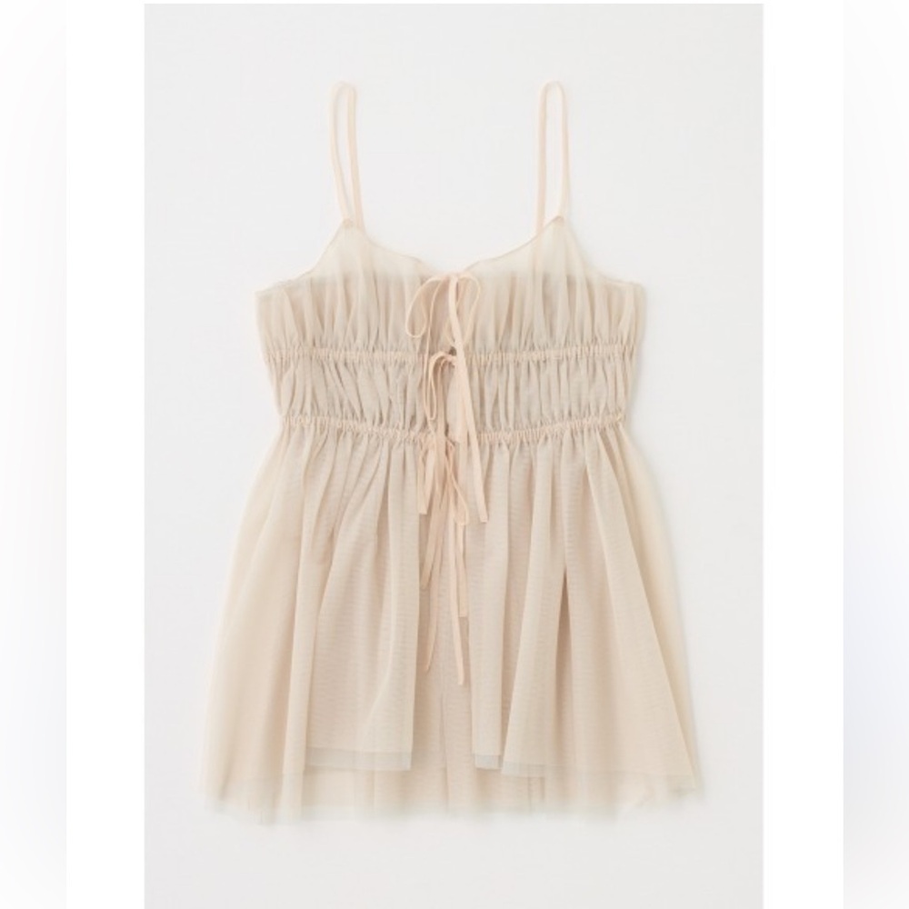 MOUSSY Ivory Babydoll Fairy Chiffon Layered Tank Top Blouse Feminine Sz One Size